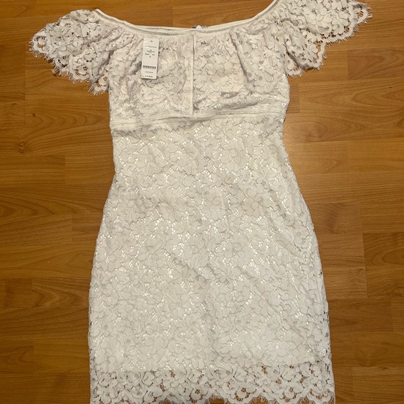 bebe Dresses & Skirts - Bebe NWT Elegant White Lace Off-Shoulder Dress
